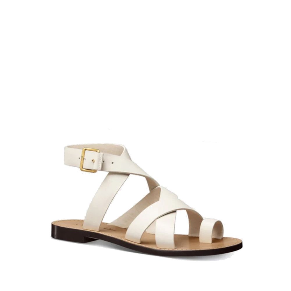 Dior White Calfskin Strap-On Sandals