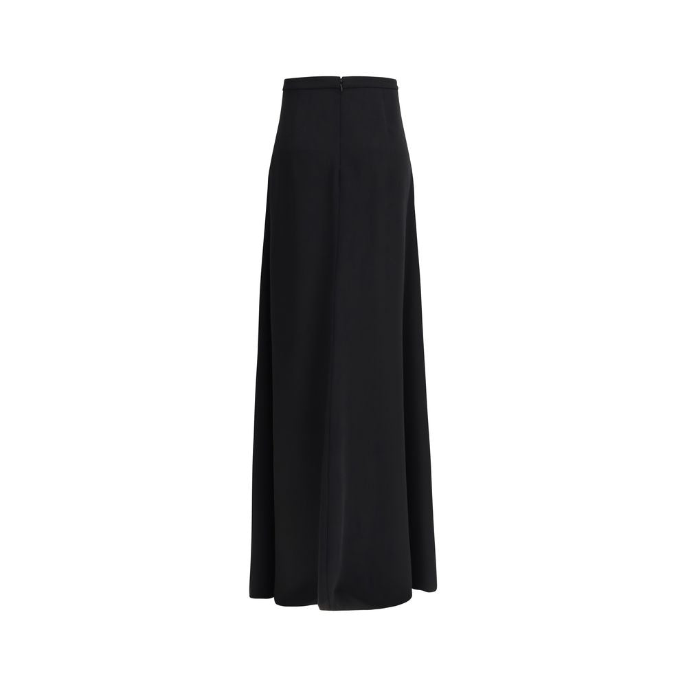 Valentino Black Silk Long Skirt