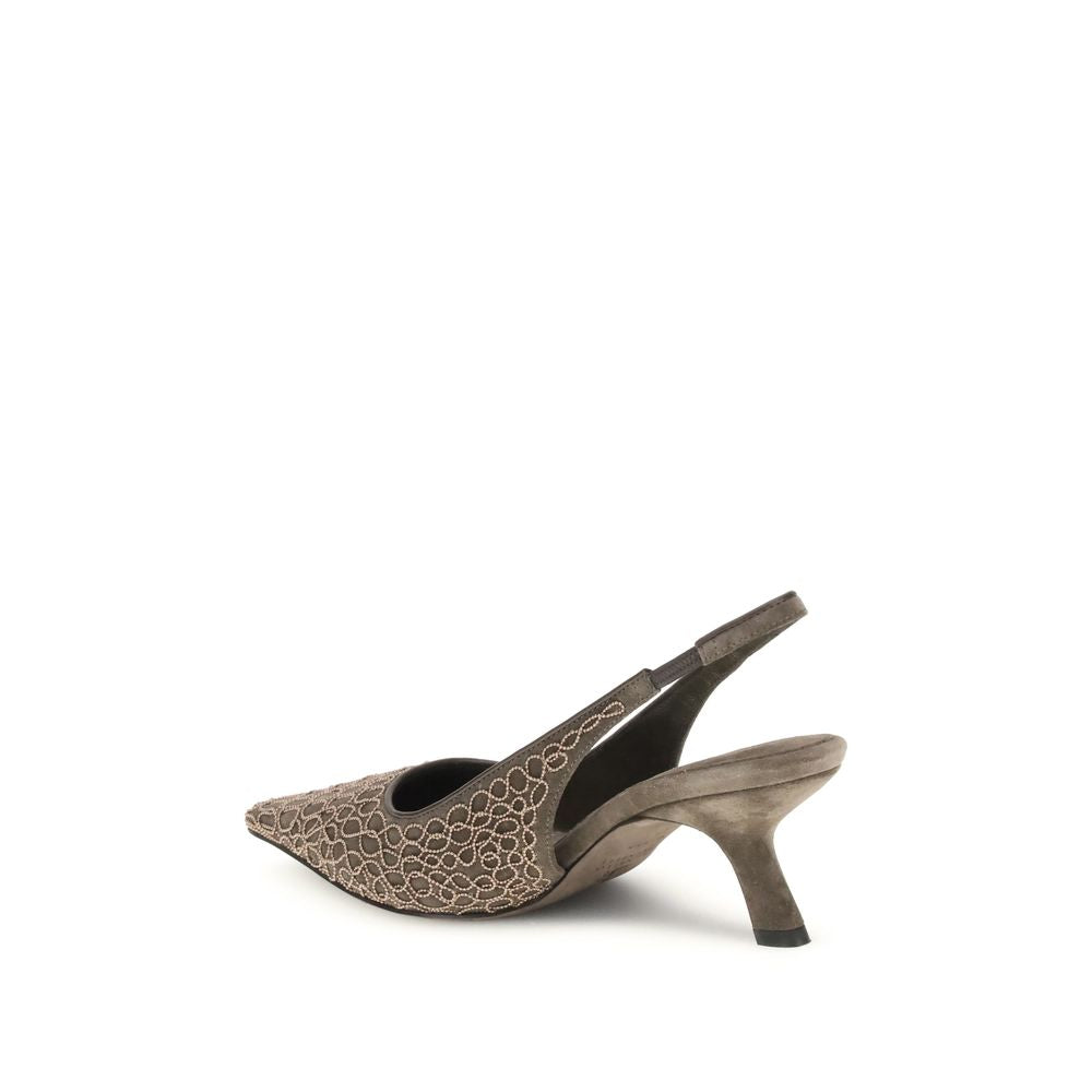 Brunello Cucinelli Brown Leather Pumps