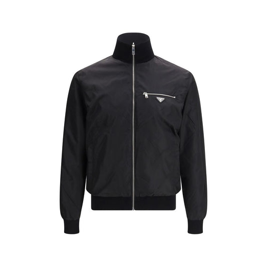 Prada Black Fleece Wool Shell Jacket