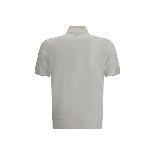 Brunello Cucinelli White Cotton Polo Shirt