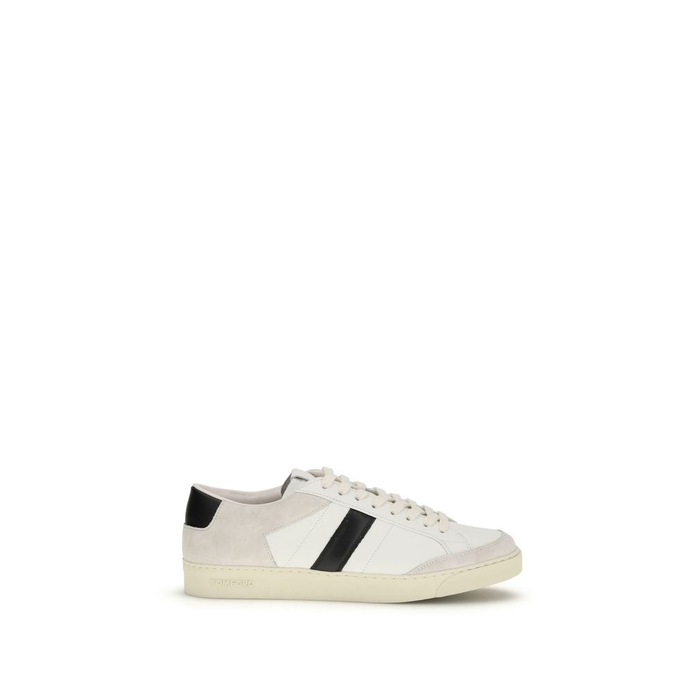 Tom Ford White Calf Leather Bos Taurus Sneakers