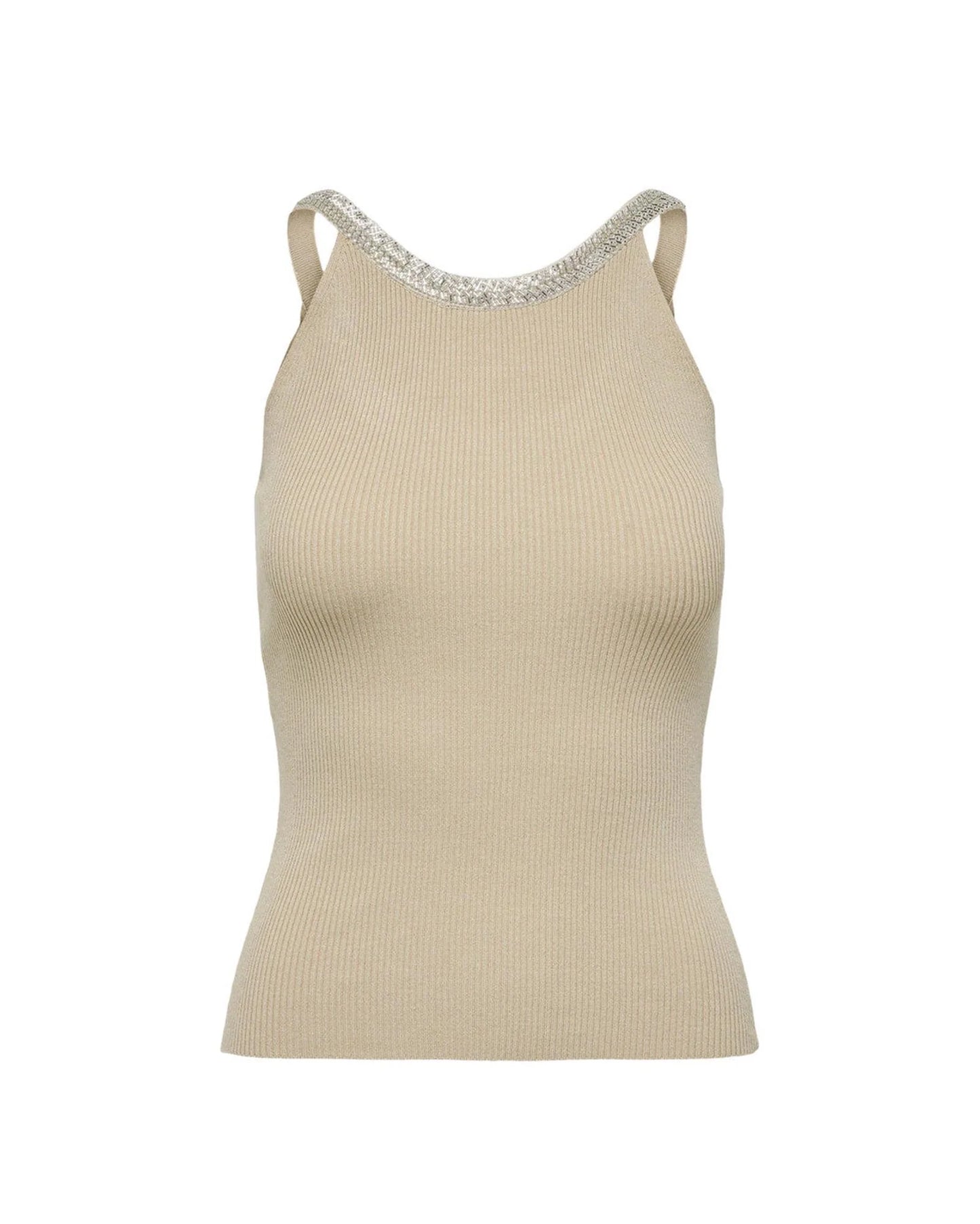 Only Beige Nylon  Elastane Tank Tops