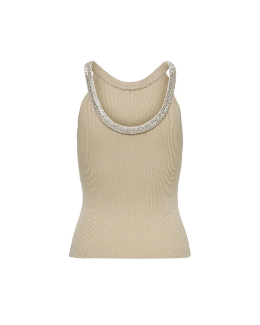 Only Beige Nylon  Elastane Tank Tops
