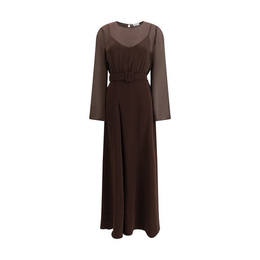 P.A.R.O.S.H. Brown Polyester Casual Dress