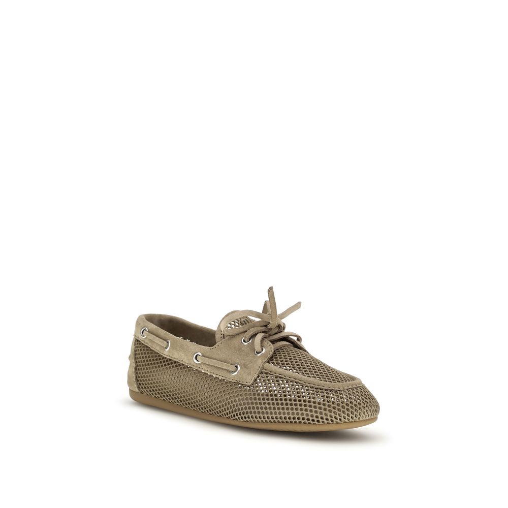 Miu Miu Beige Calf Leather Bos Taurus Slip-On Loafers