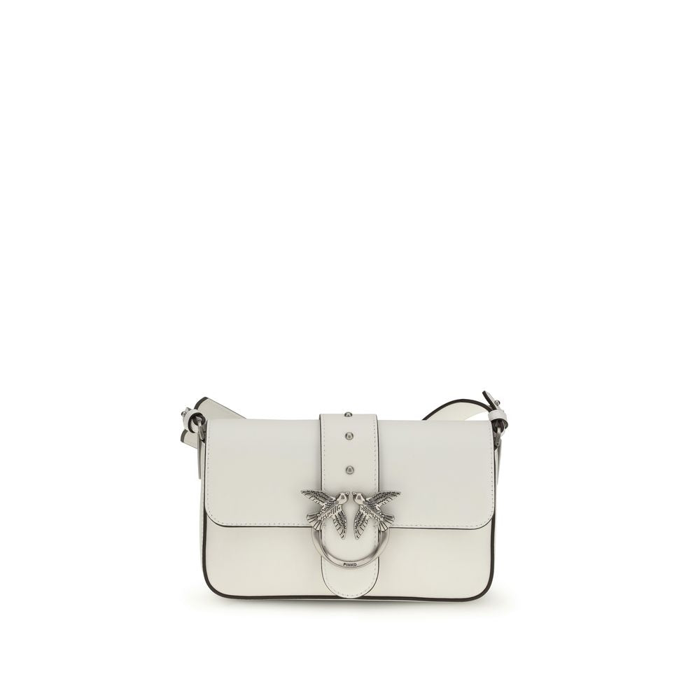 PINKO White Calf Leather Bos Taurus Shoulder Bag