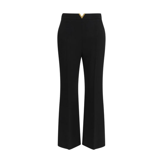 Valentino Black Fleece Wool Flared Pants