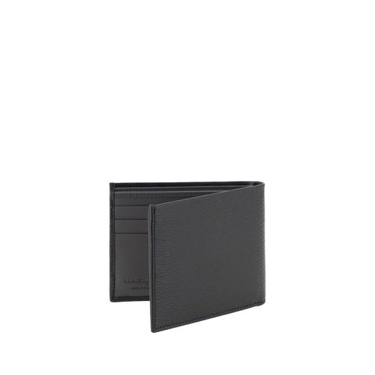 Ferragamo Black Calf Leather Bos Taurus Wallet