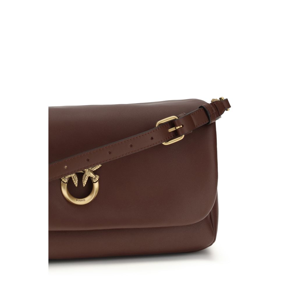 PINKO Brown Calf Leather Bos Taurus Shoulder Bag