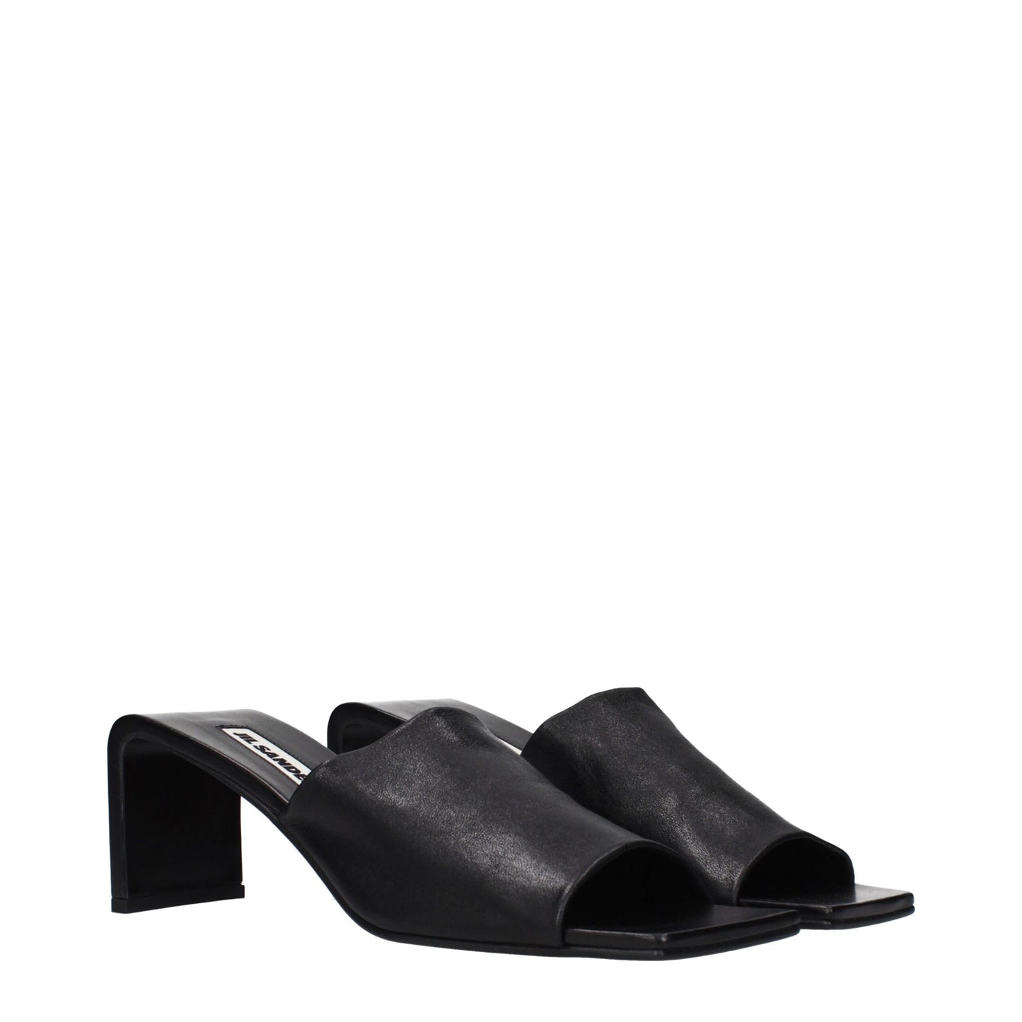 Jil Sander Black Leather Stiletto Heel Sandals
