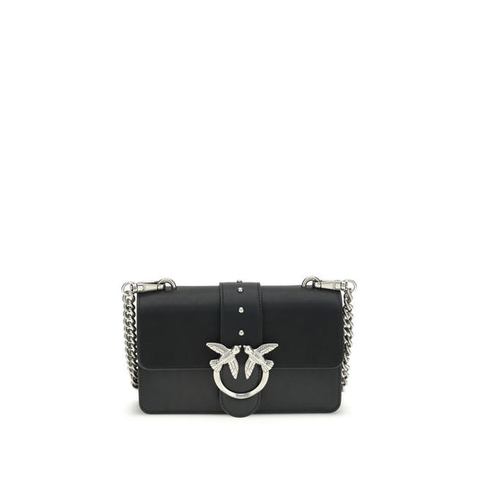 PINKO Black Calf Leather Bos Taurus Shoulder Bag