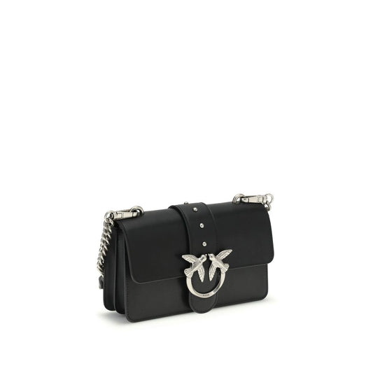 PINKO Black Calf Leather Bos Taurus Shoulder Bag