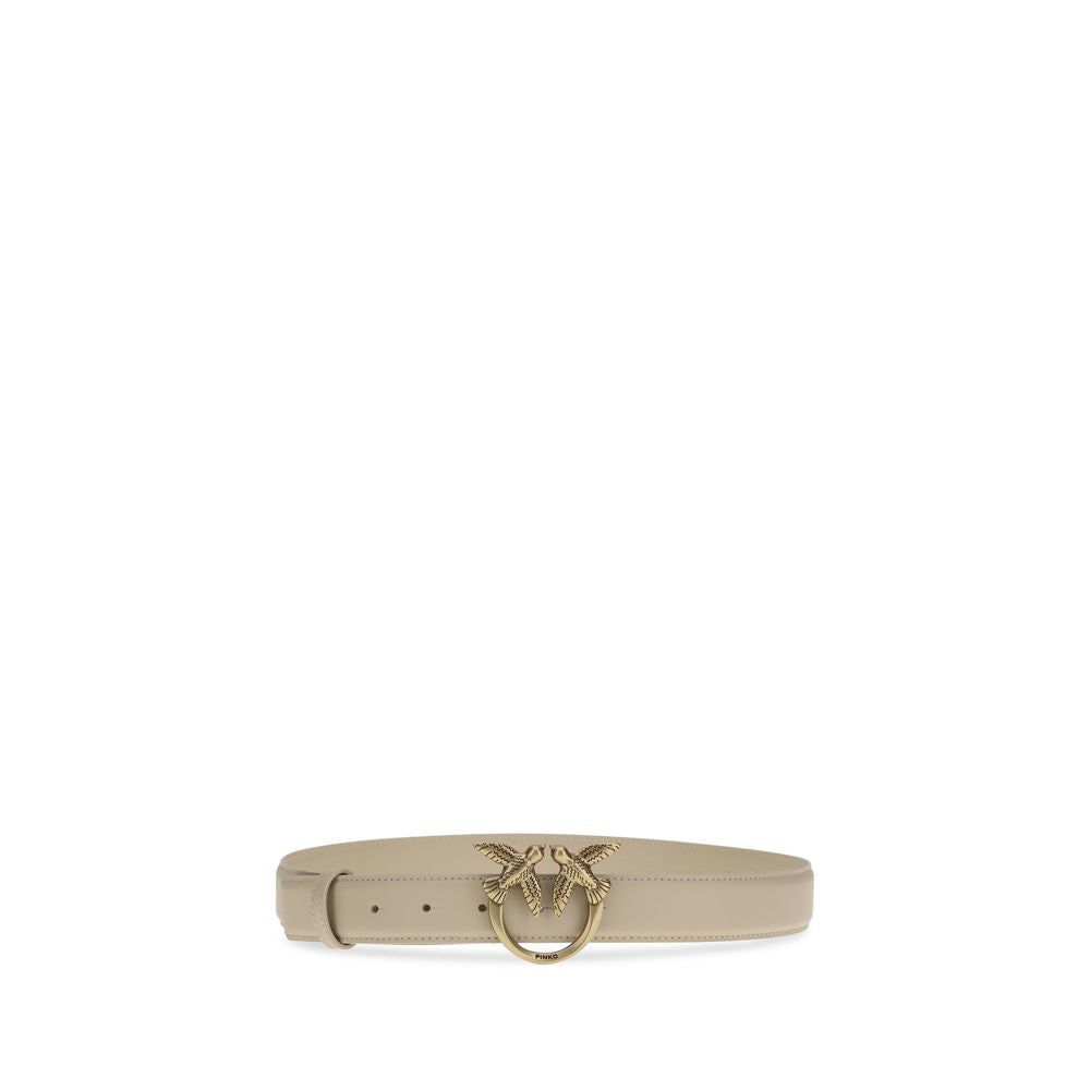 PINKO Beige Calf Leather Bos Taurus Belt