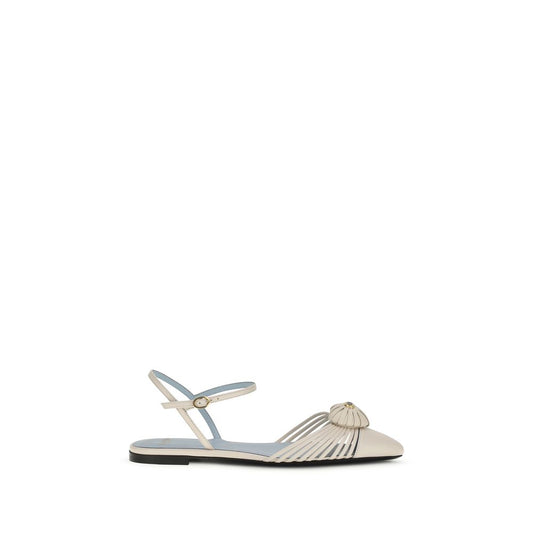 Valentino Garavani Beige Calf Leather Bos Taurus Flat Sandals