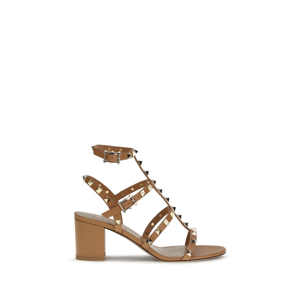 Valentino Garavani Beige Calf Leather Bos Taurus Strap-On Sandals