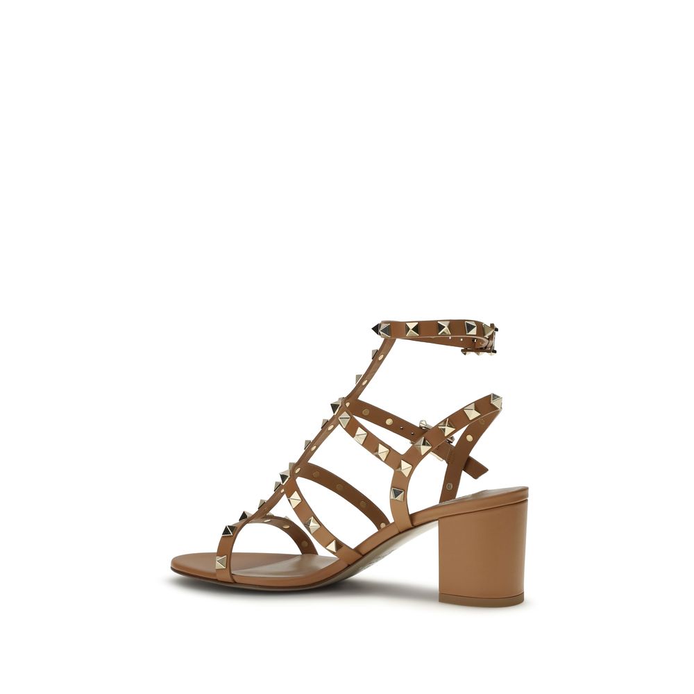 Valentino Garavani Beige Calf Leather Bos Taurus Strap-On Sandals