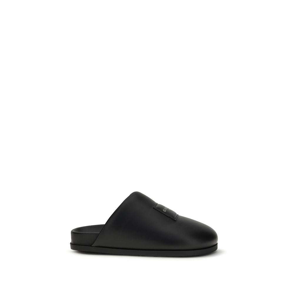 Givenchy Black Calf Leather Bos Taurus Mules