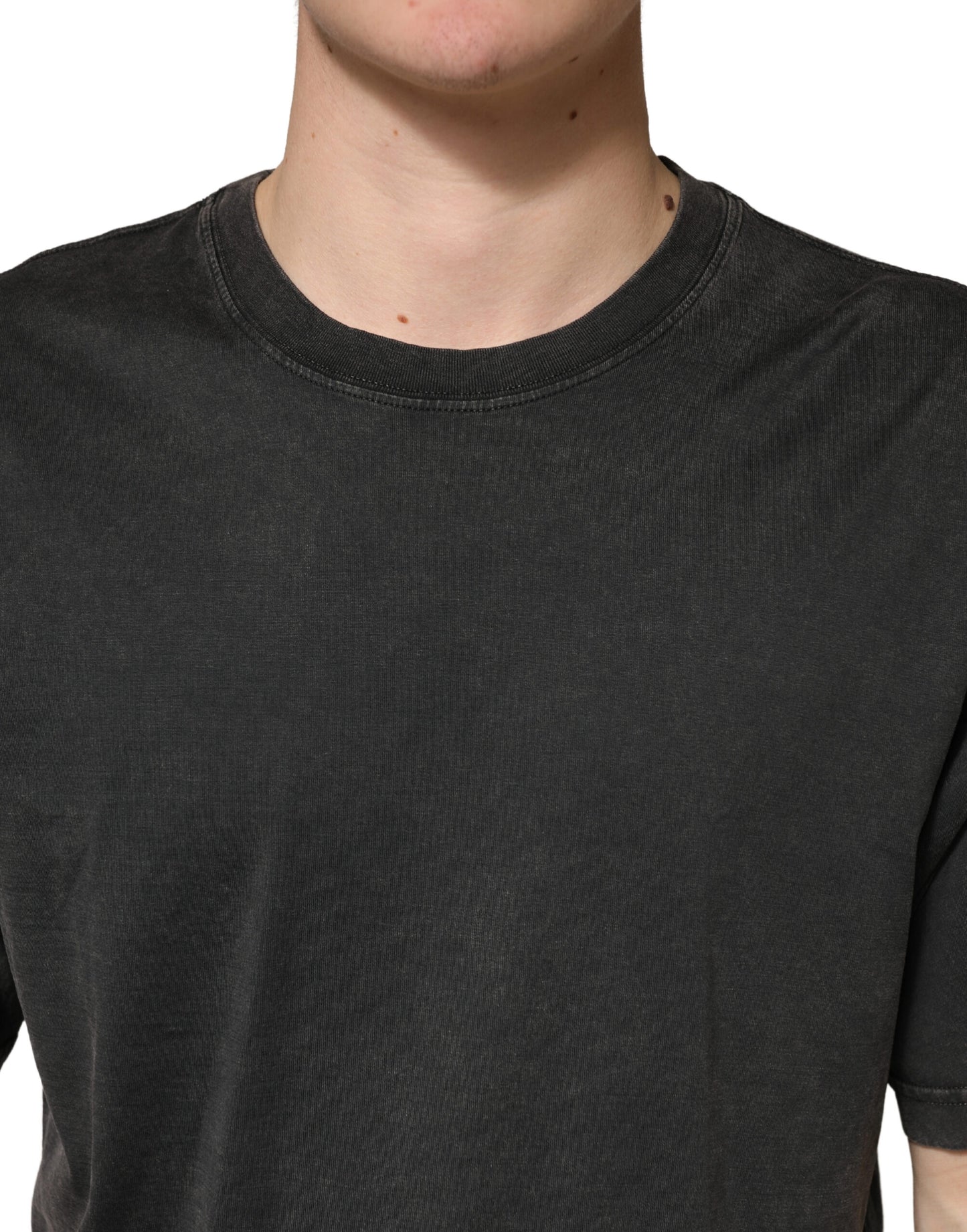 Dolce & Gabbana Black Cotton Crewneck Short Sleeve  T-Shirt