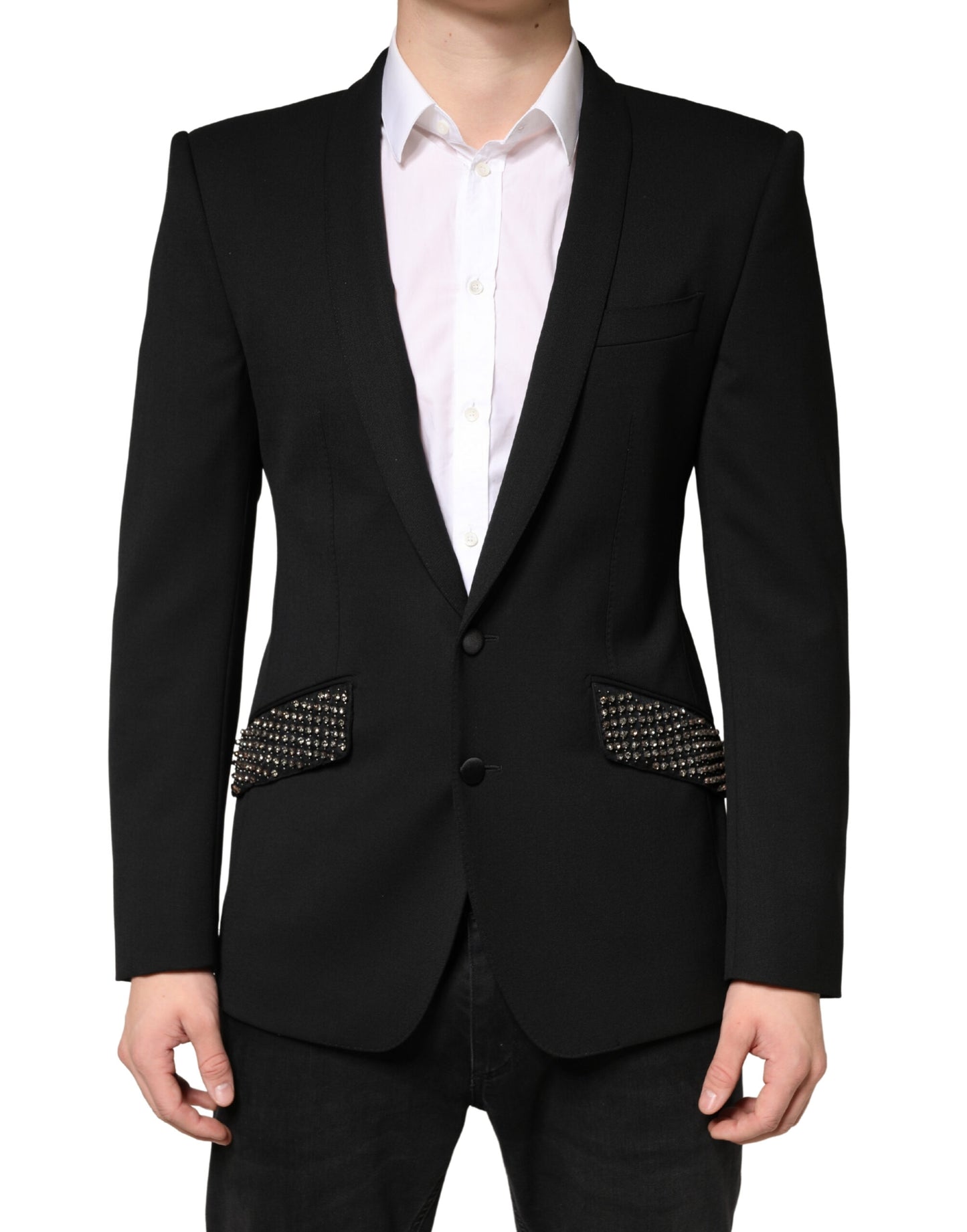 Dolce & Gabbana Black Embellished Single Breasted Blazer