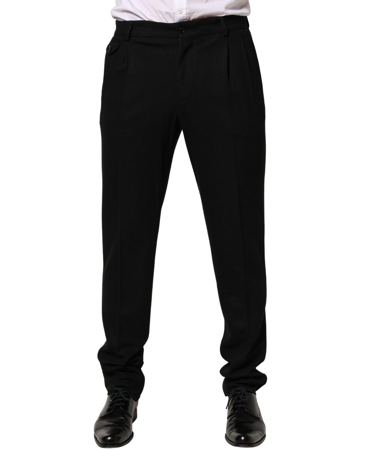Dolce & Gabbana Black Wool Skinny Men Dress Trouser Pants