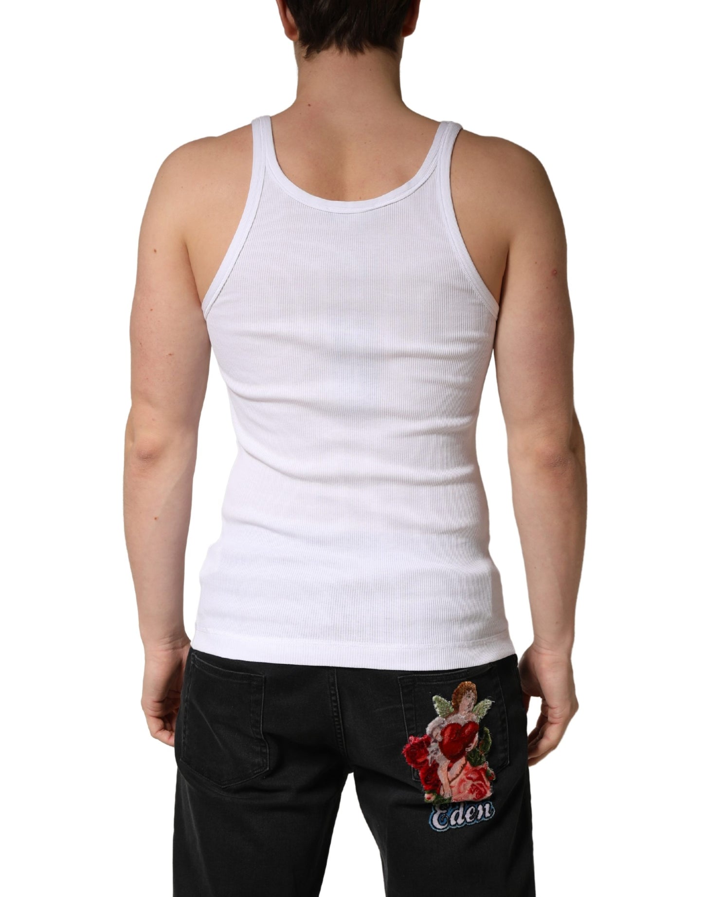 Dolce & Gabbana White Sleeveless Round Neck Tank Top T-shirt