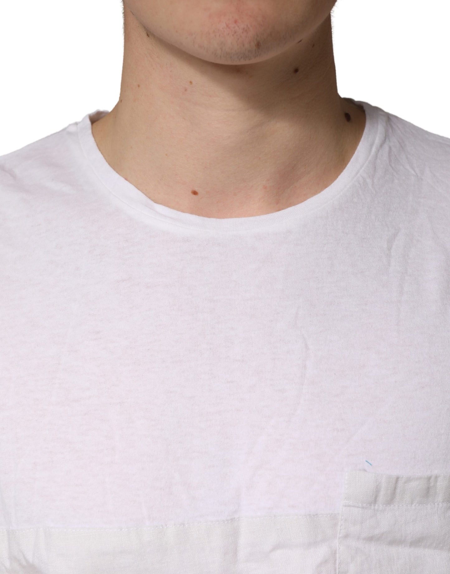 Bottega Veneta White 100% Cotton Plain Round Neck Men Shirt T-shirt