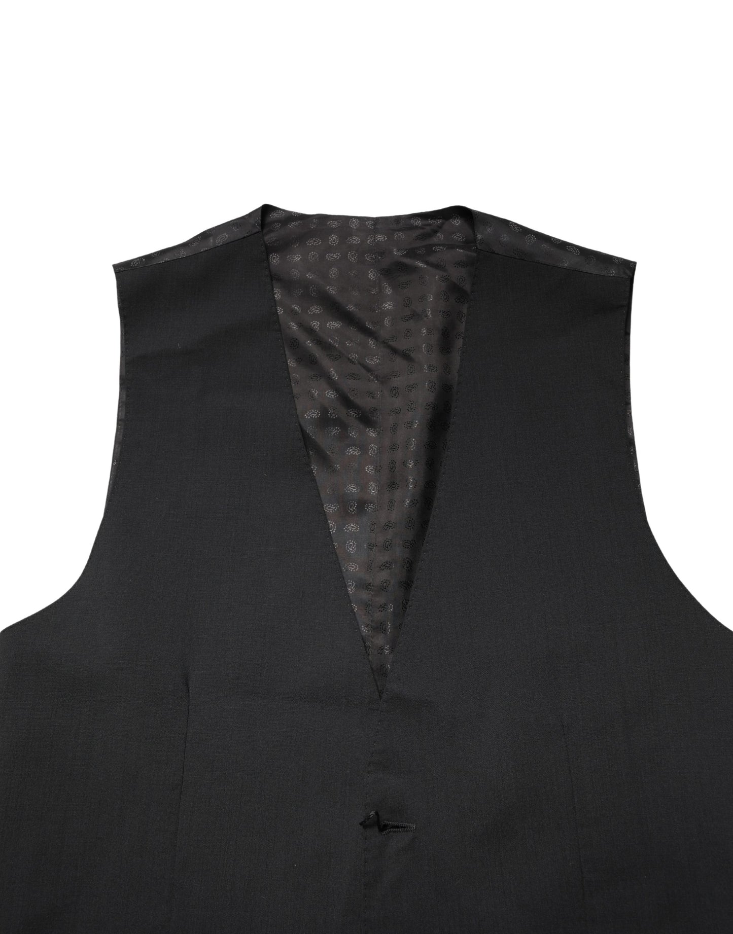 Dolce & Gabbana Black Wool Dress Men Formal Waistcoat Vest