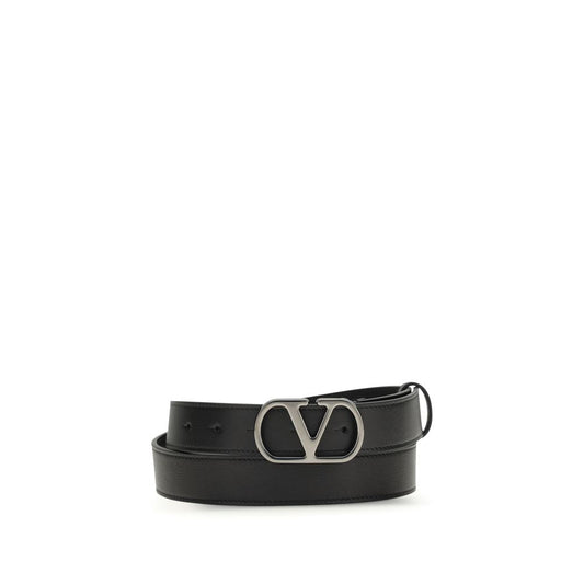 Valentino Garavani Black Calf Leather Bos Taurus Regular Belt