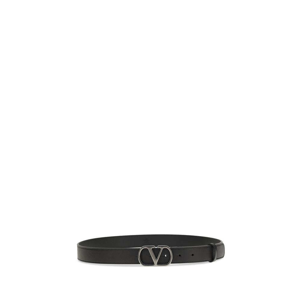 Valentino Garavani Black Calf Leather Bos Taurus Regular Belt