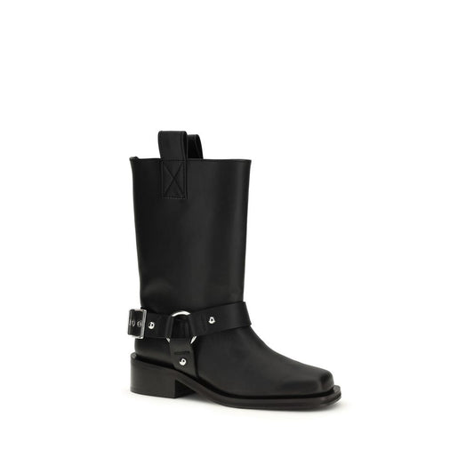 Ganni Black Calf Leather Bos Taurus Lace-Up Boots