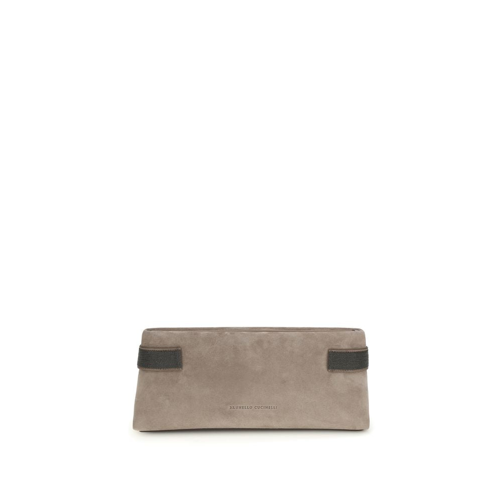 Brunello Cucinelli Gray Calf Leather Bos Taurus Clutch Bag