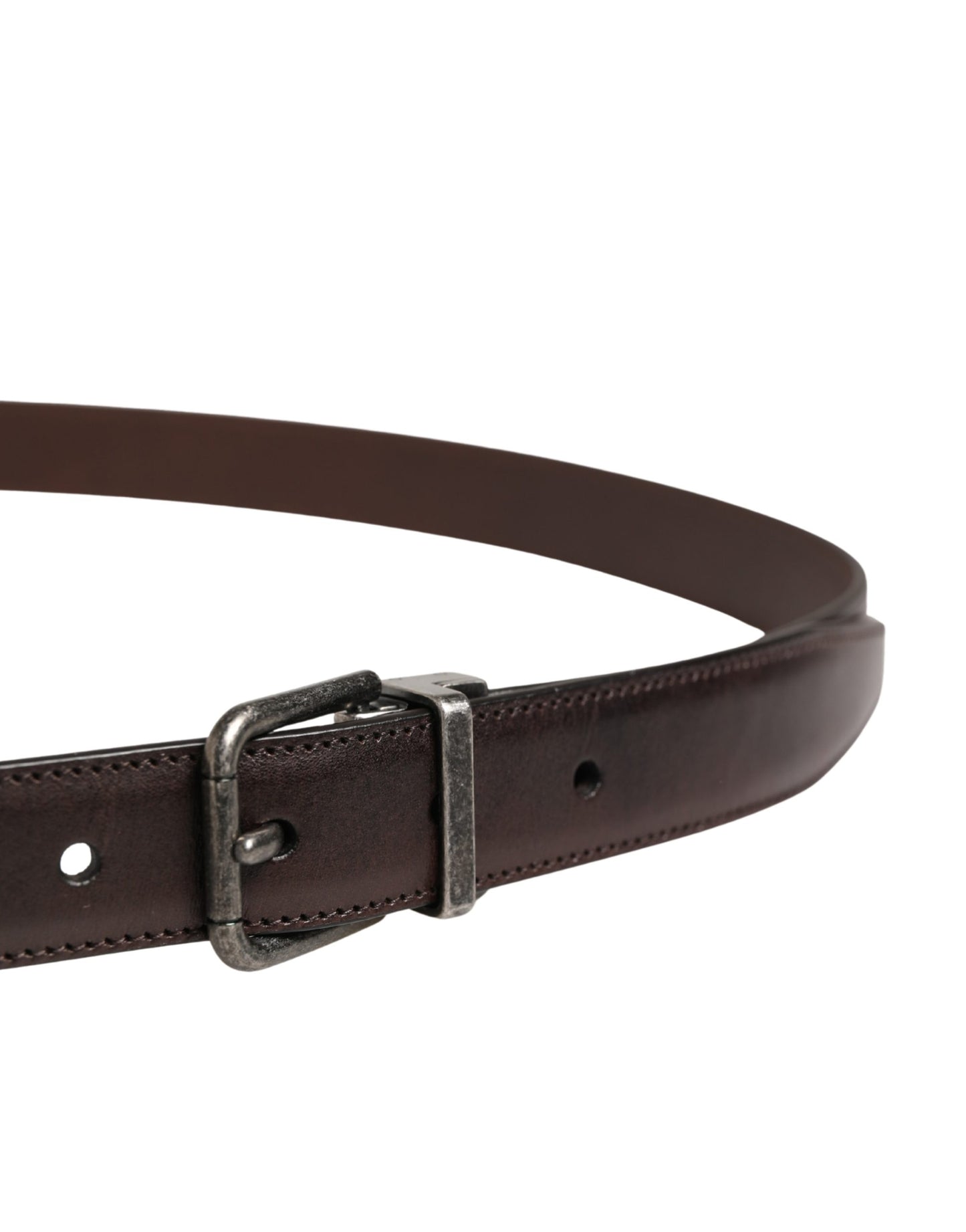 Dolce & Gabbana Men Brown Classic Leather Metal Buckle Belt