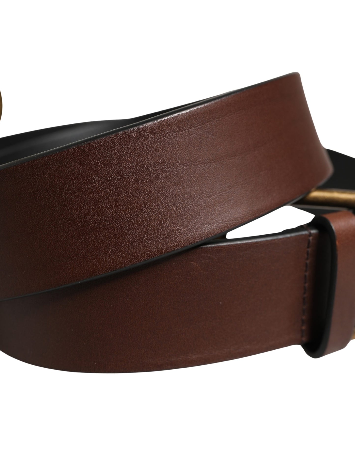 Dolce & Gabbana Men Brown Classic Leather Metal Buckle Belt