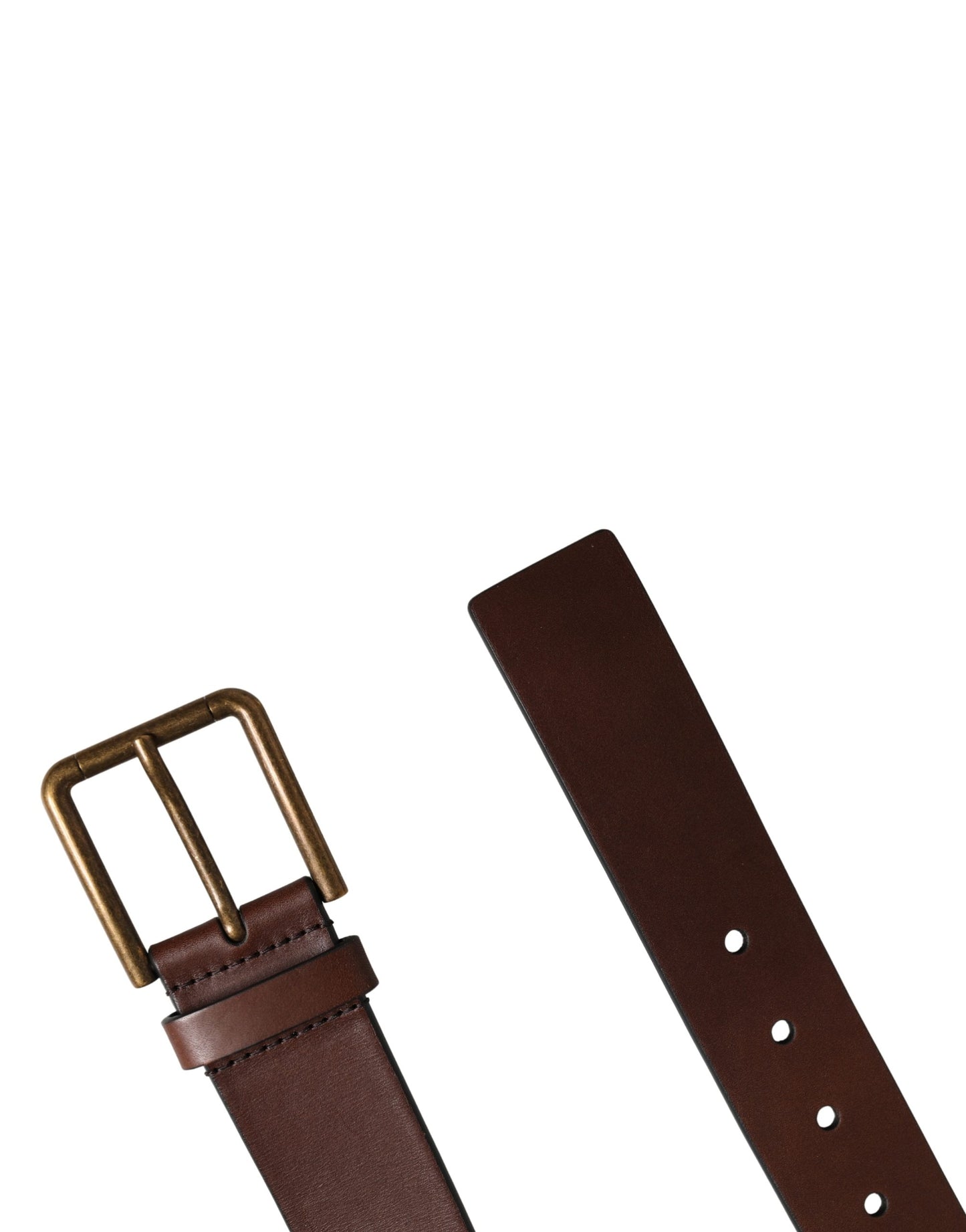 Dolce & Gabbana Men Brown Classic Leather Metal Buckle Belt