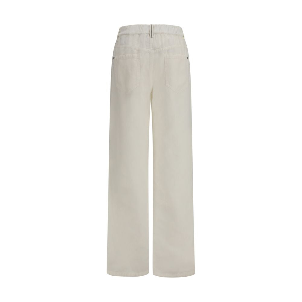 Brunello Cucinelli White Cotton Relaxed Fit Jeans