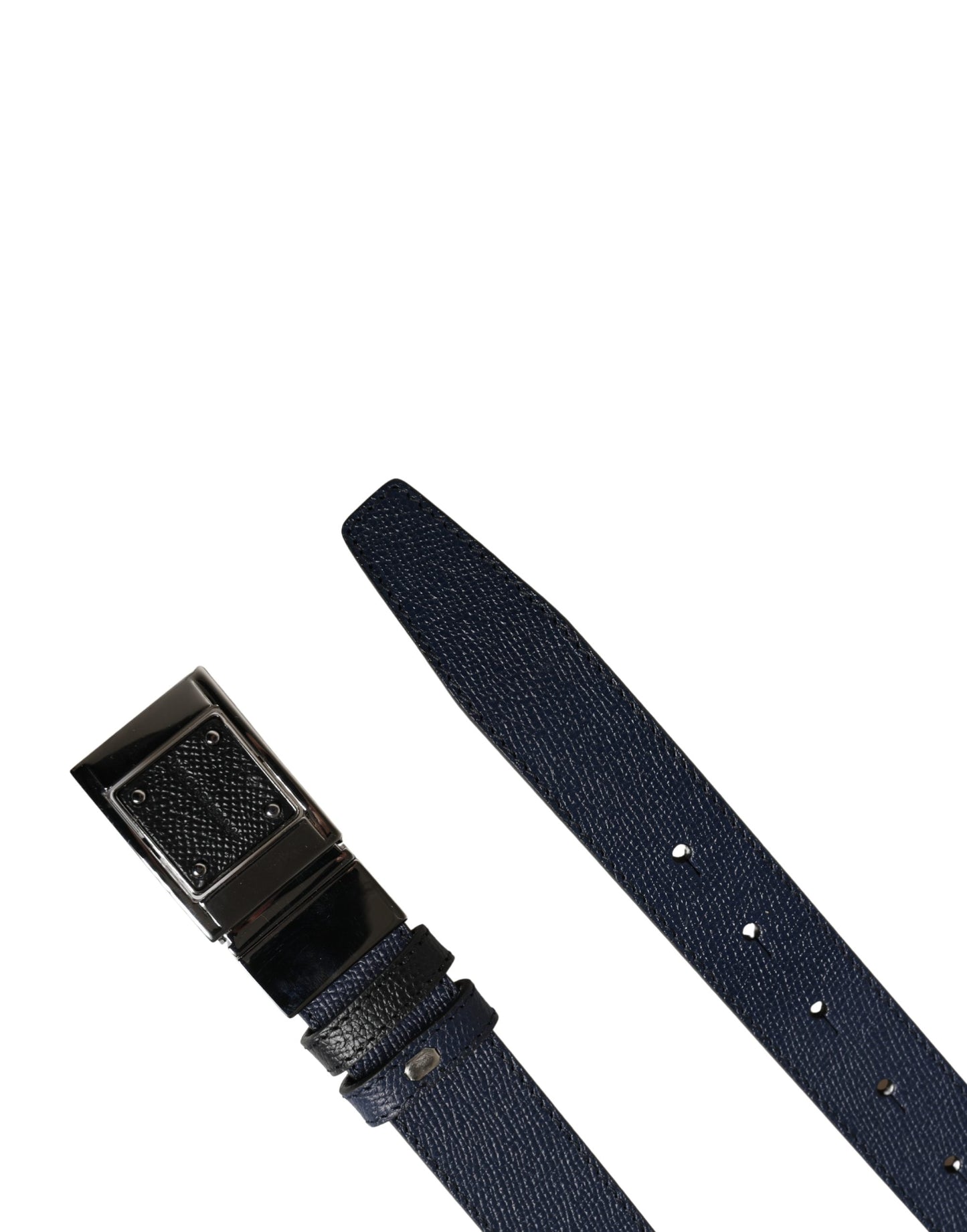 Dolce & Gabbana Men Blue Calfskin Leather Square Buckle Belt