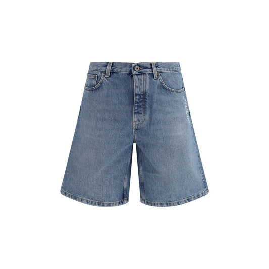 Off-White Blue Cotton Bermuda Shorts