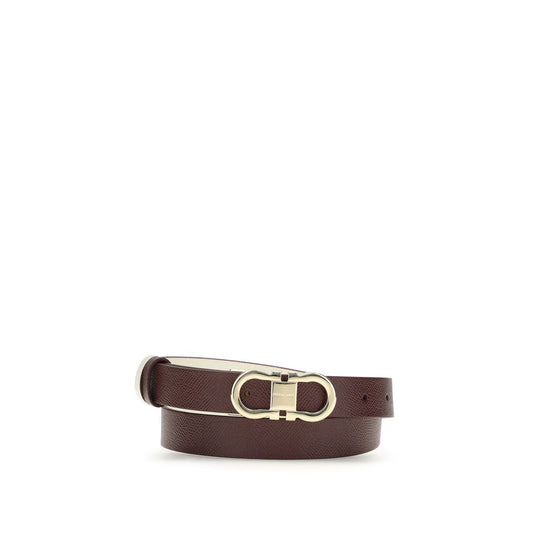 Ferragamo Brown Calf Leather Bos Taurus Thin Belt