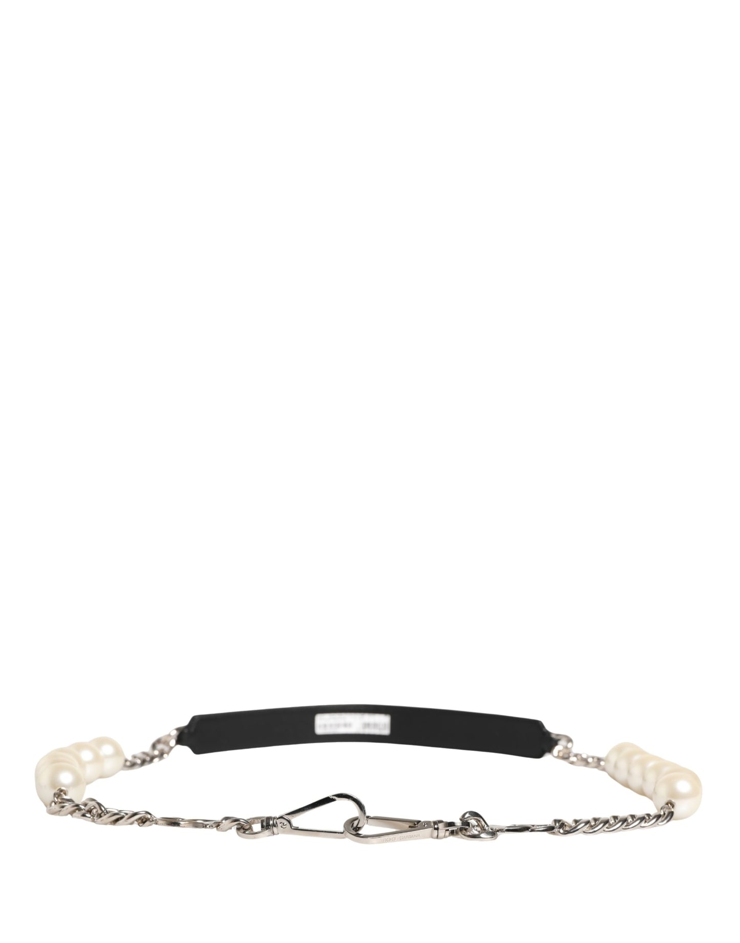 Dolce & Gabbana Black Leather Silver Chain Bag Accessory Shoulder Strap