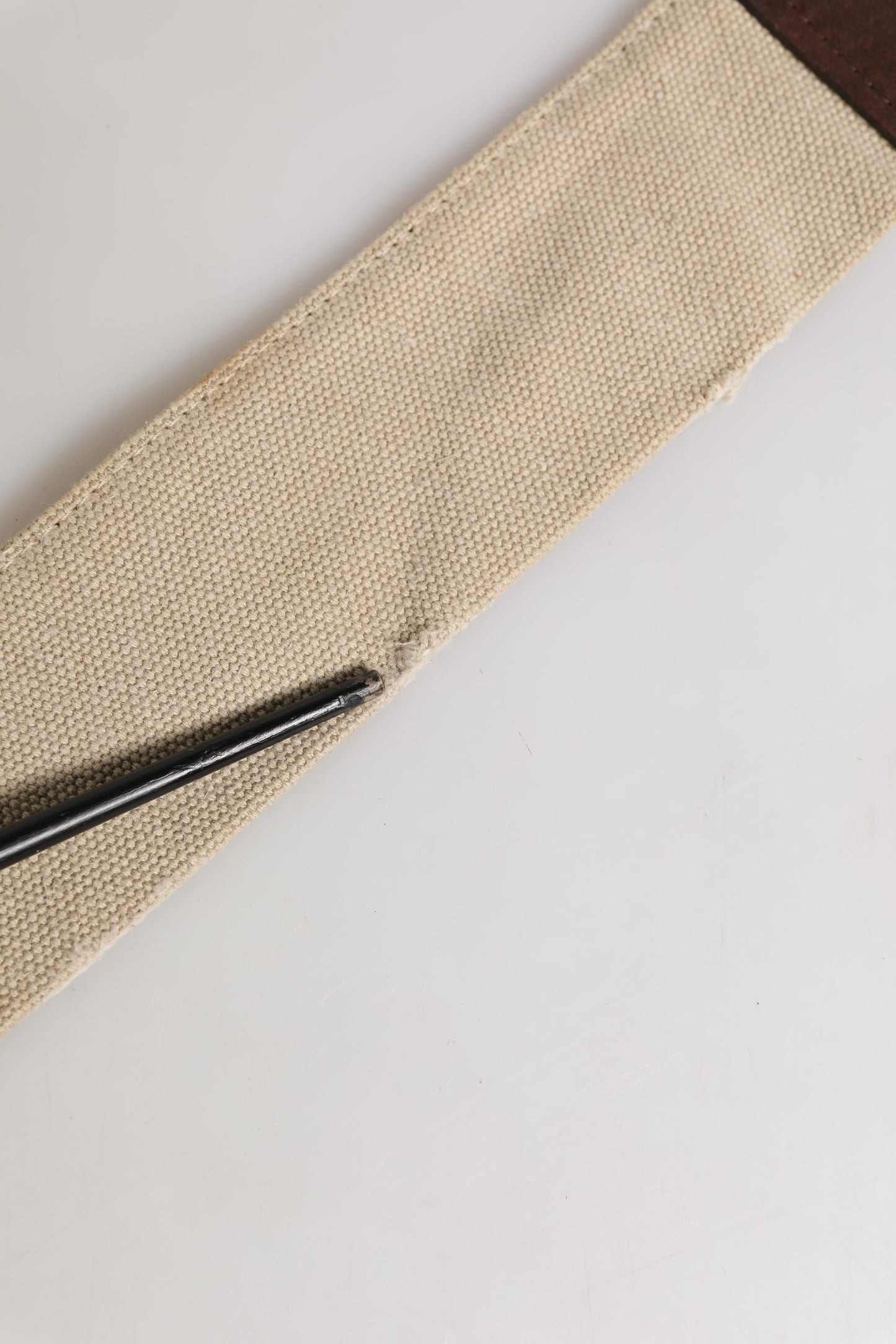 Ermanno Scervino Beige Brown Leather Canvas Metal Buckle Belt