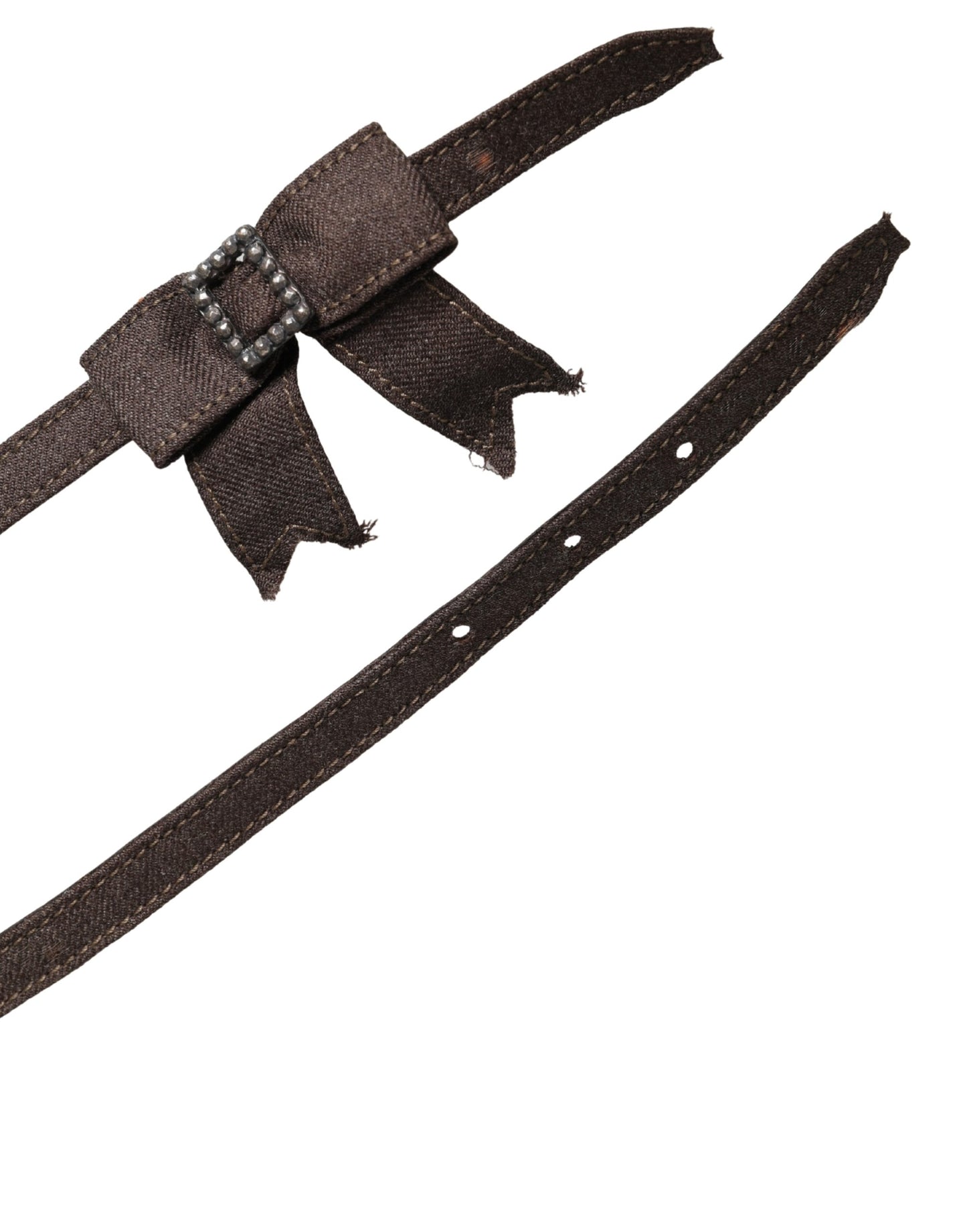 Ermanno Scervino Dark Brown Wool Bow Embellished Buckle Belt