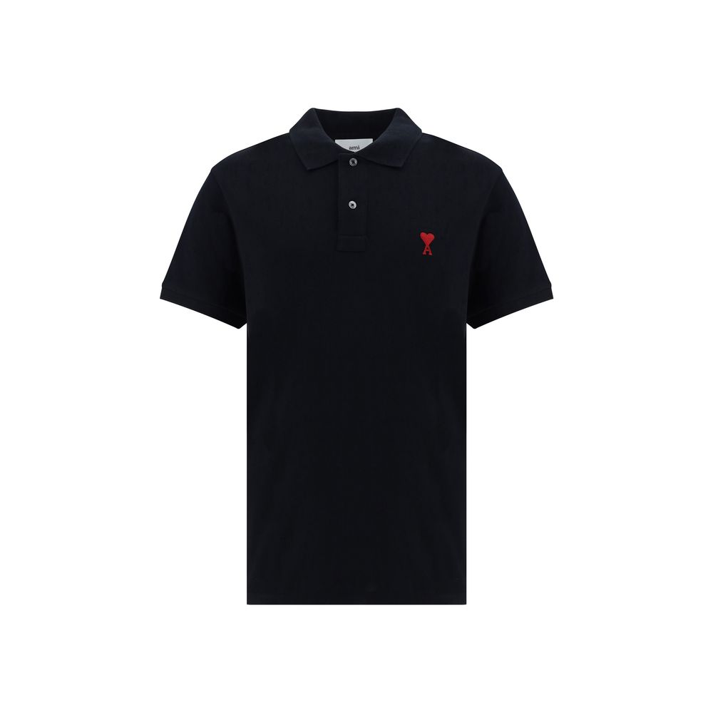 Ami Paris Black Cotton Polo Shirt