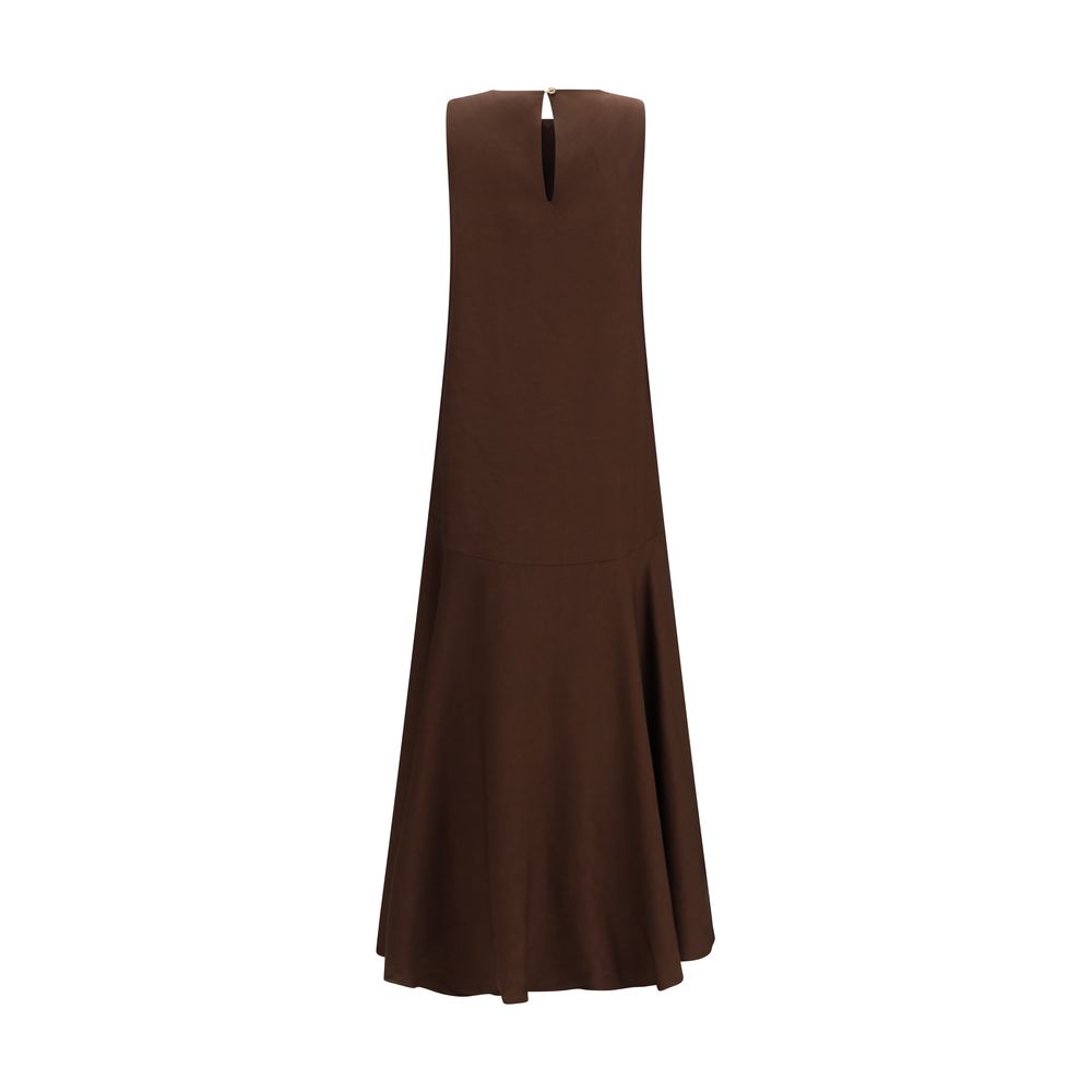 P.A.R.O.S.H. Brown Linen Casual Dress