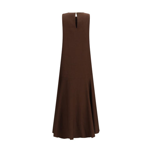 P.A.R.O.S.H. Brown Linen Casual Dress