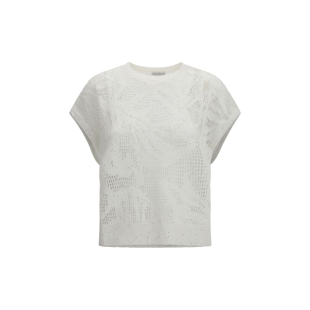 Brunello Cucinelli White Linen T-Shirt
