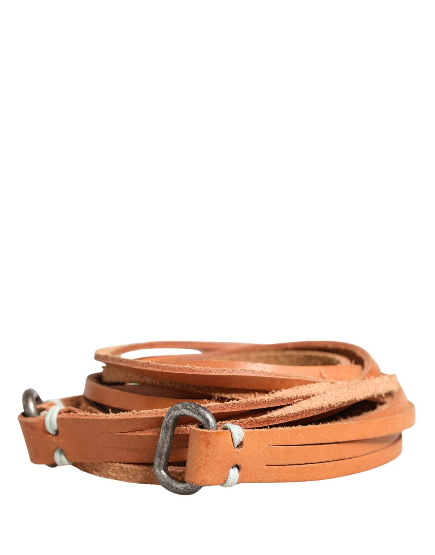 Scervino Street Brown Leather Silver Tone Buckle Waist Belt