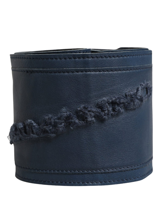 Ermanno Scervino Blue Leather Wide Waist Women Cintura Belt