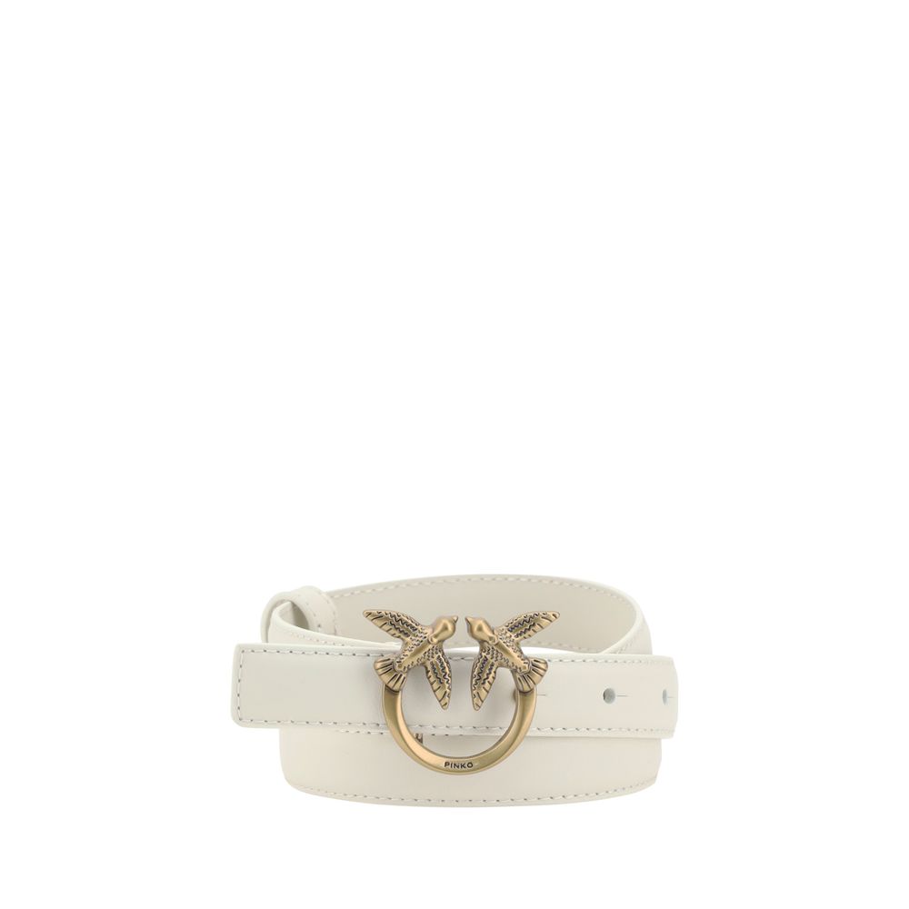 PINKO White Calf Leather Bos Taurus Regular Belt