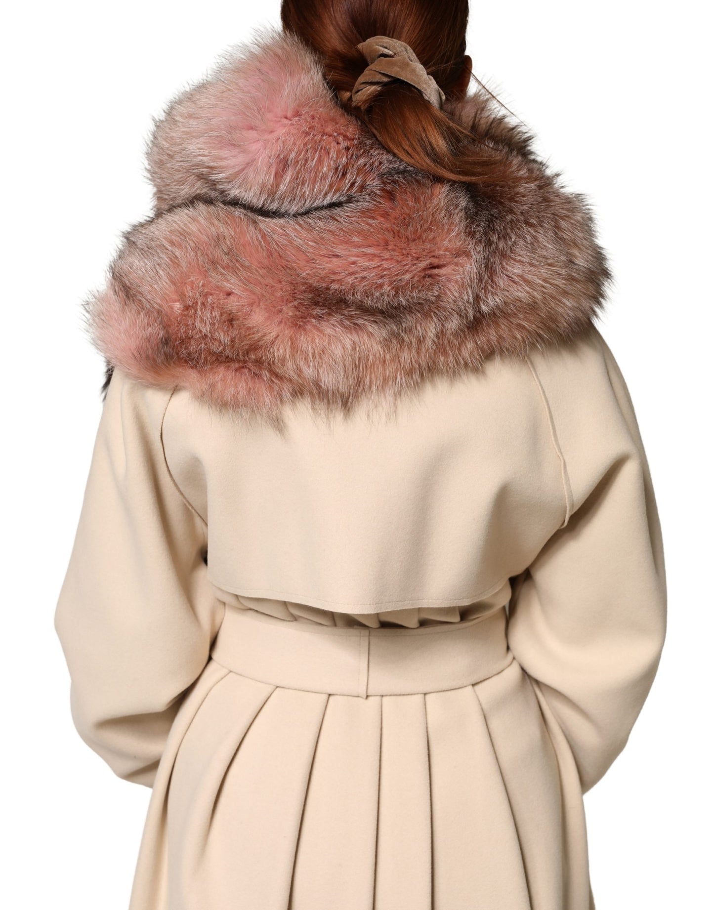 Dolce & Gabbana Pink Frost Fox Fur Neck Warmer Winter Scarf